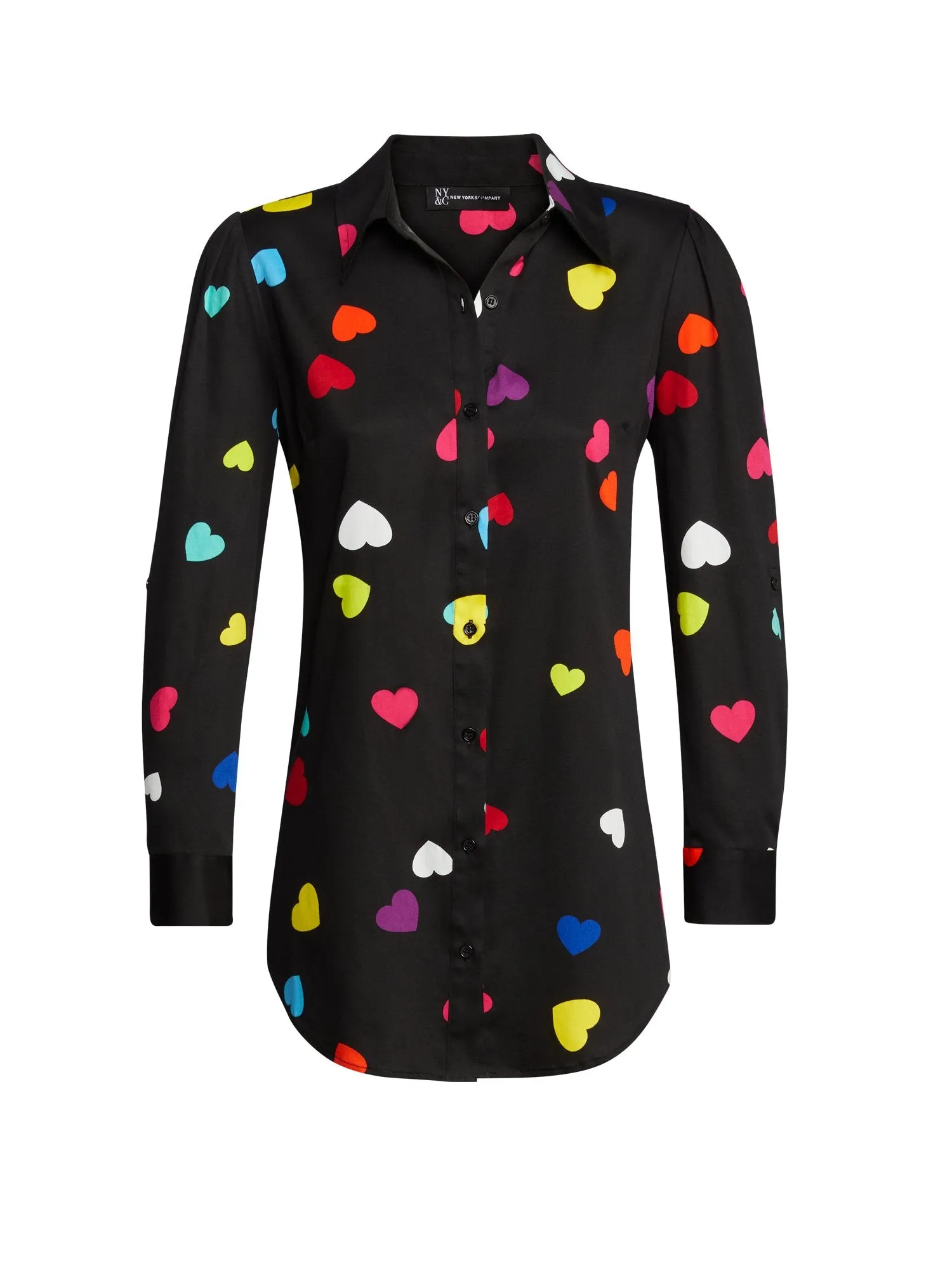 Puff-Sleeve Madison Tunic Shirt - Heart-Print