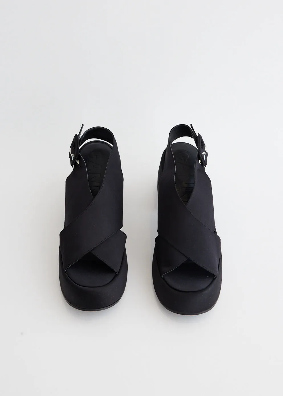 Retro Heeled Platform Cross Sandals
