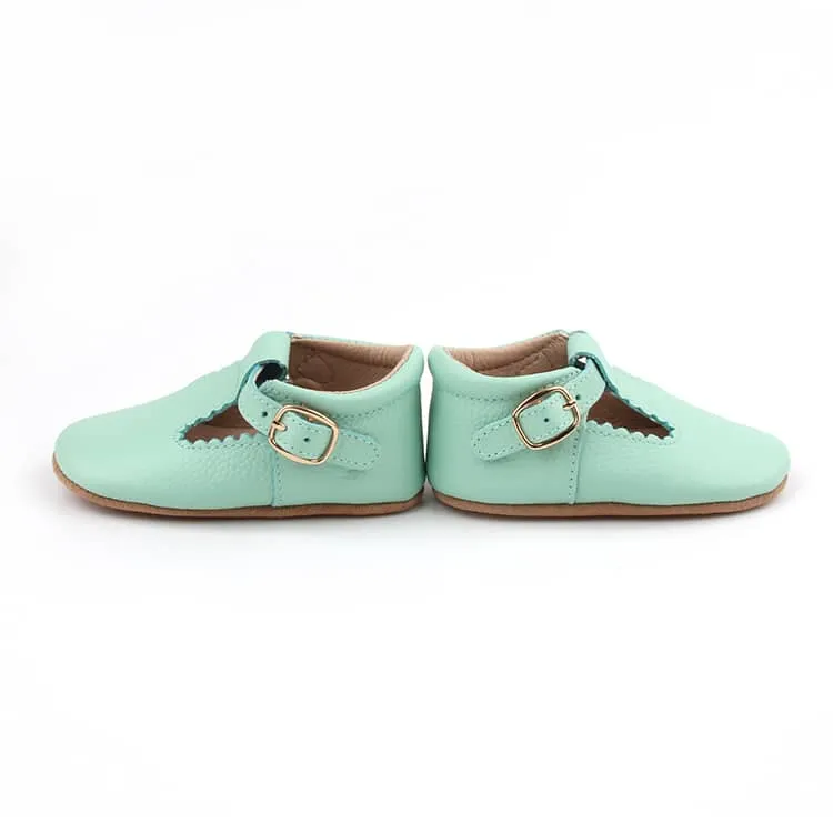 Riley T-Straps - Mint Scalloped