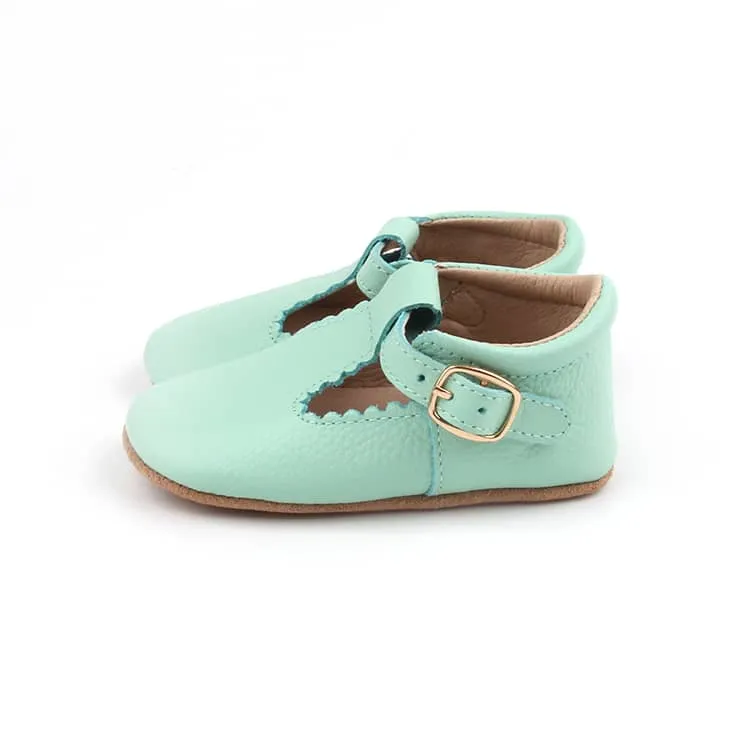 Riley T-Straps - Mint Scalloped