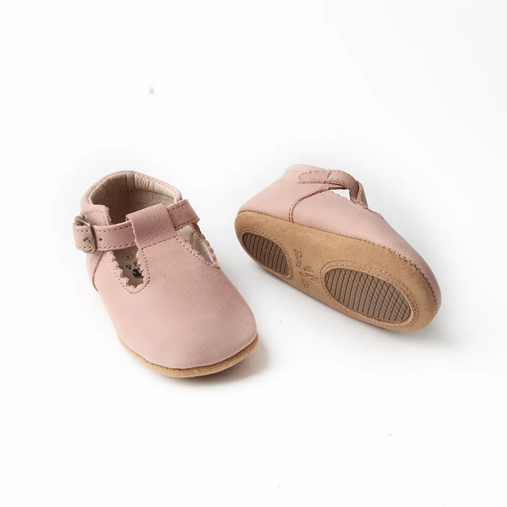 Riley T-Straps -  Oil Waxed - Mauve Scalloped