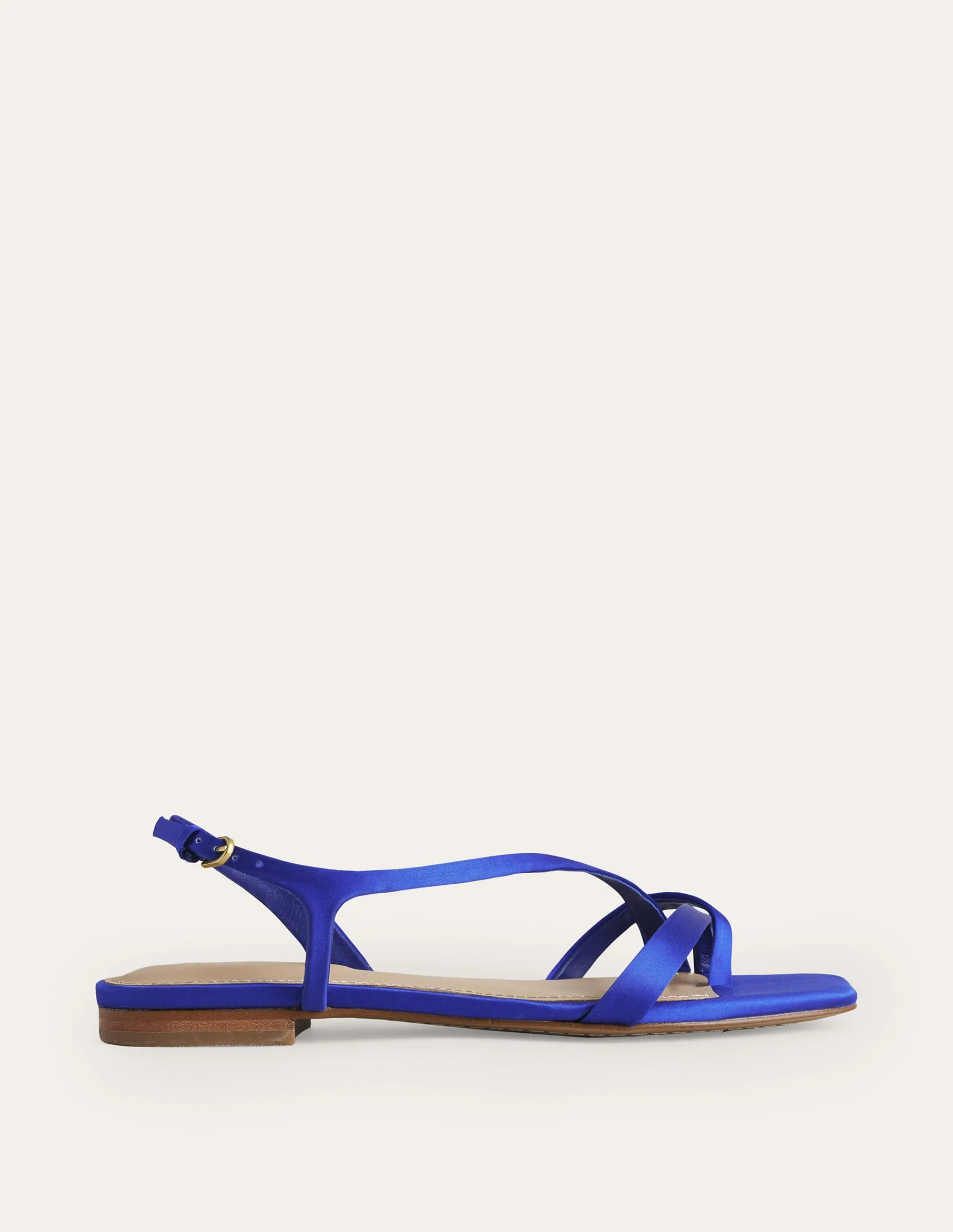 Satin Toe Loop Flat Sandals-Bright Blue Satin