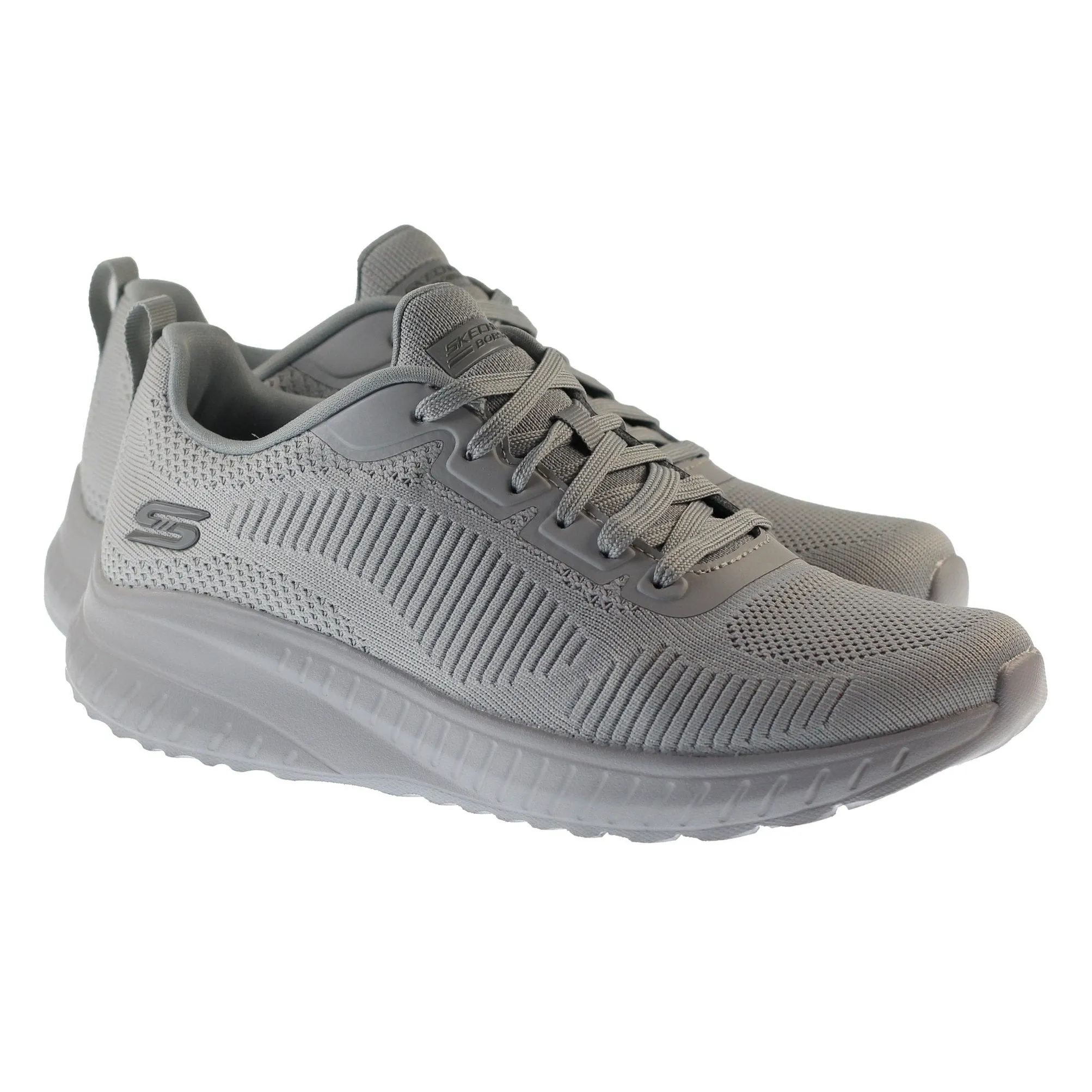 Skechers Trainers Womens Bobs Sports Squad Chaos Face Off Light Grey