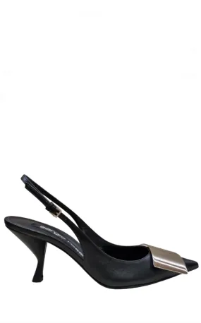 Sr Miroir Black Slinkback Sandals