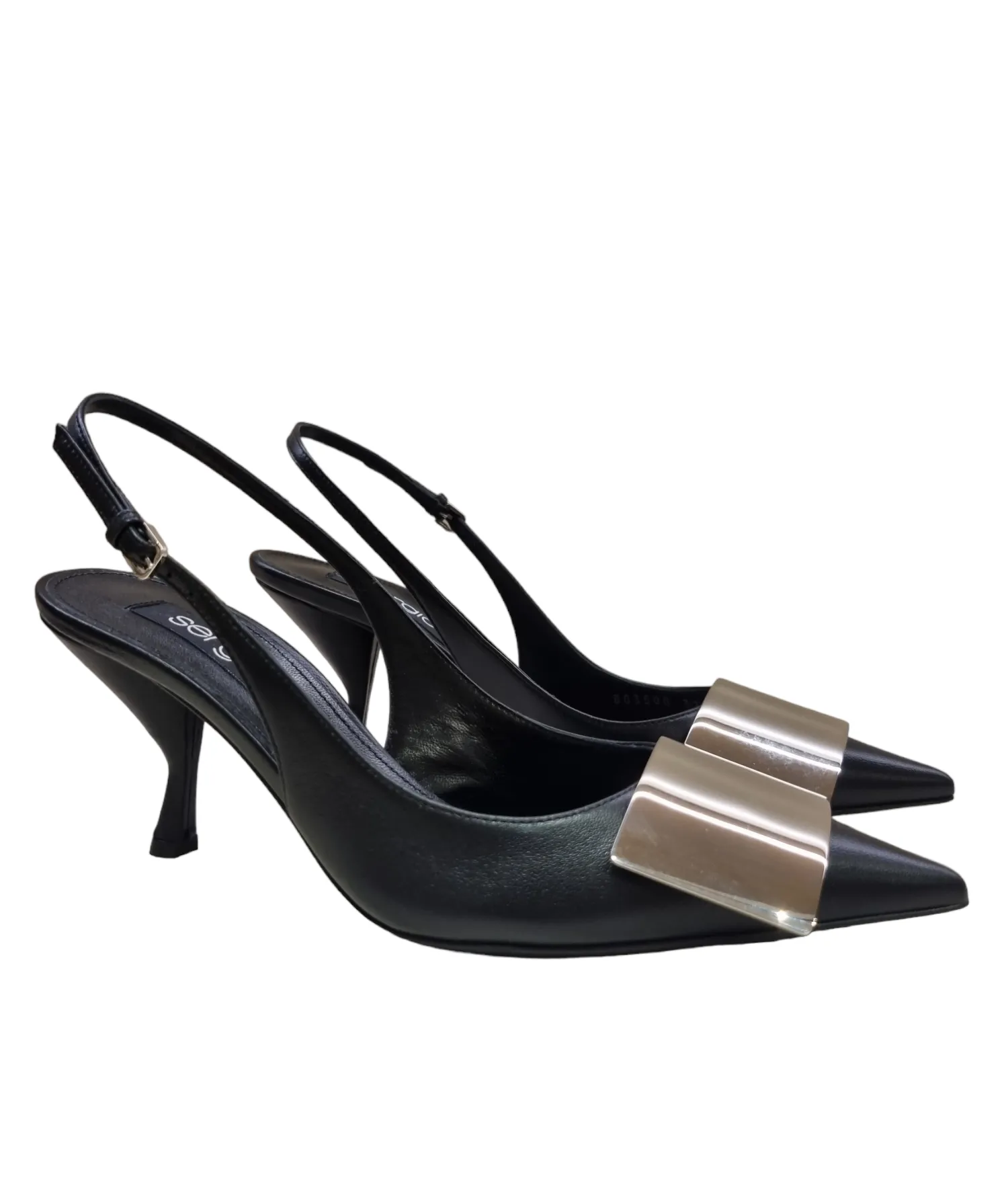Sr Miroir Black Slinkback Sandals