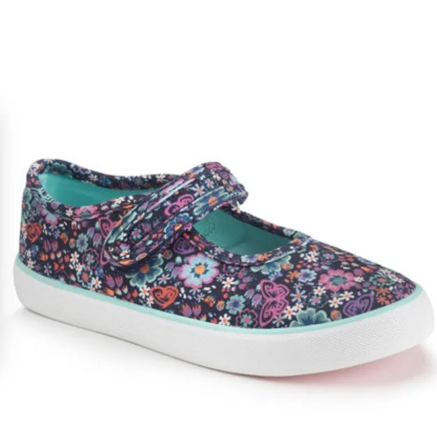 Start rite Busy Lizzy navy floral canvas