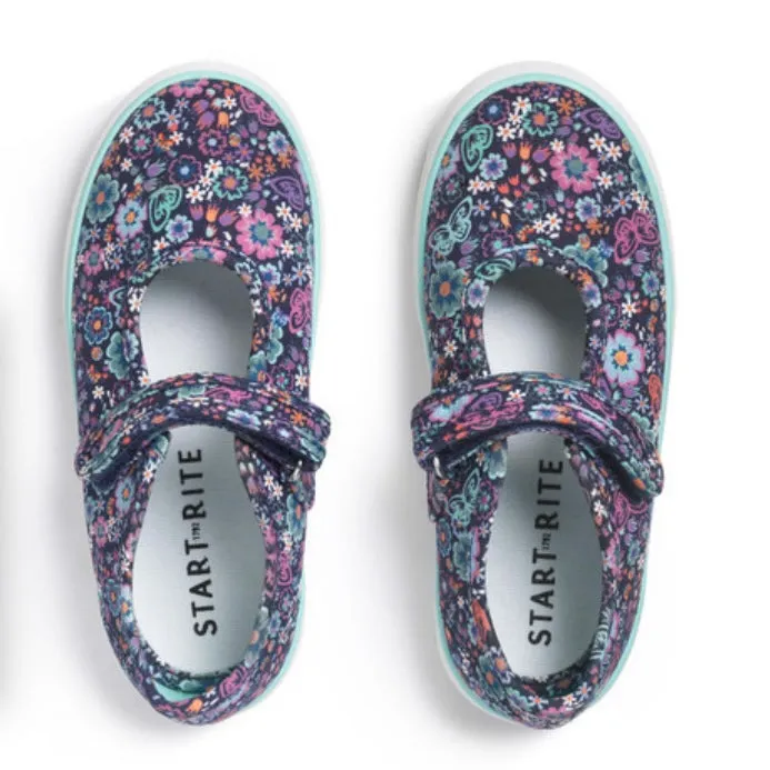 Start rite Busy Lizzy navy floral canvas