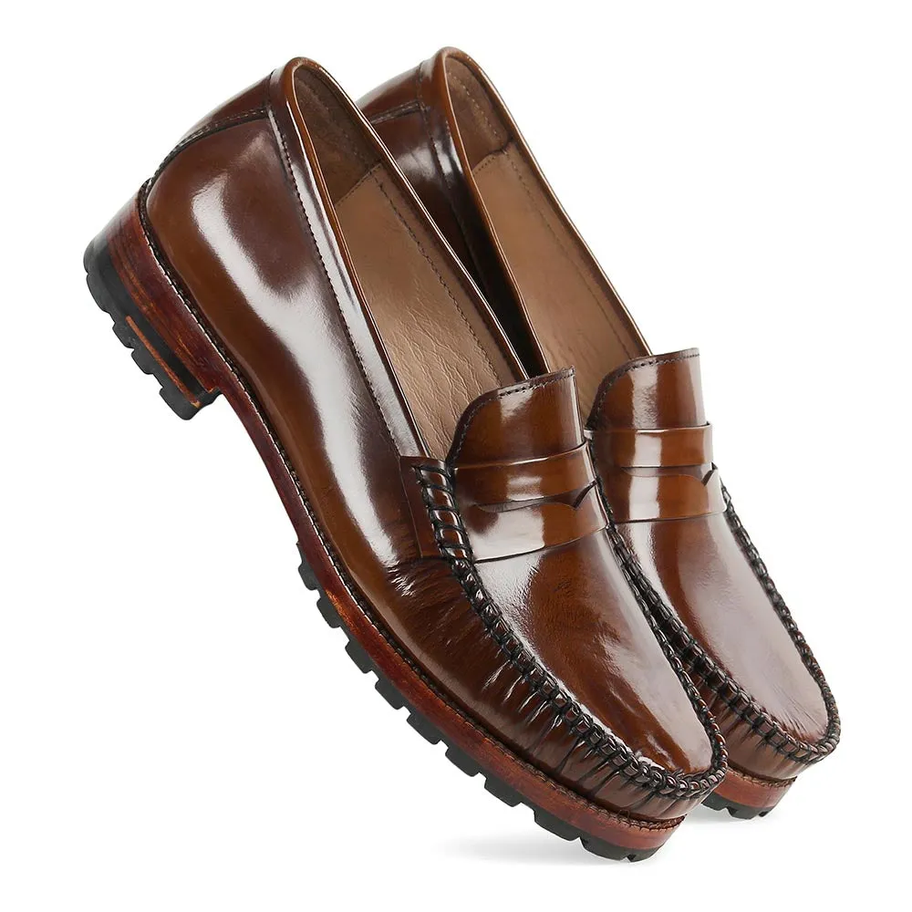 Tan Brushed Glossy classic Moccasins