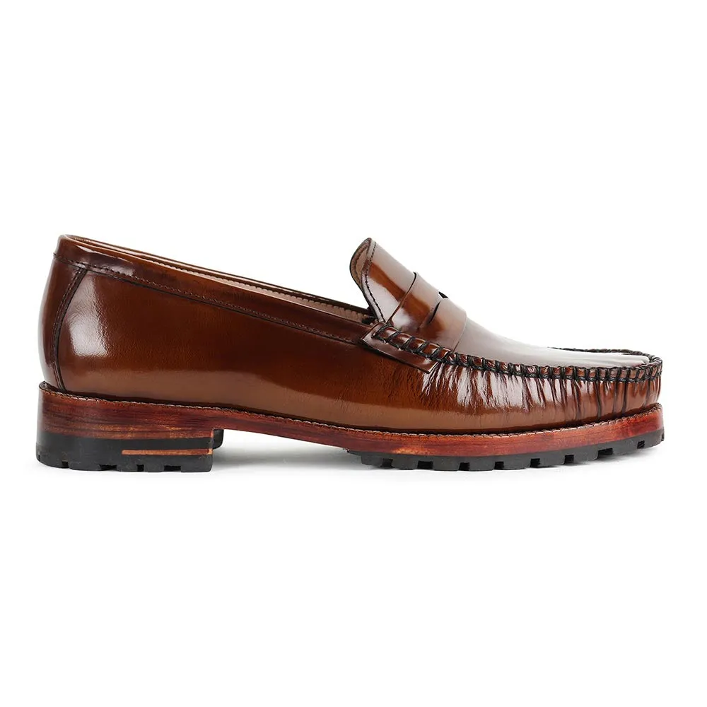 Tan Brushed Glossy classic Moccasins