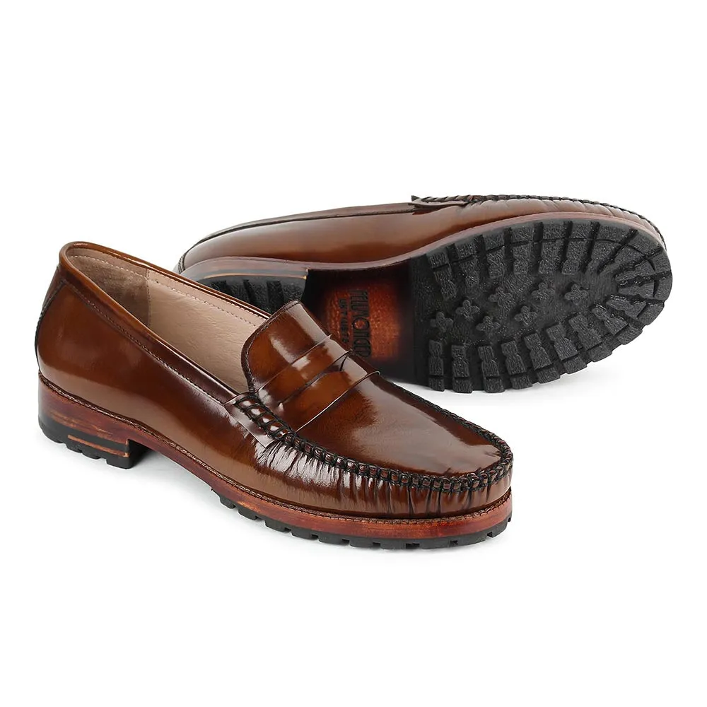 Tan Brushed Glossy classic Moccasins