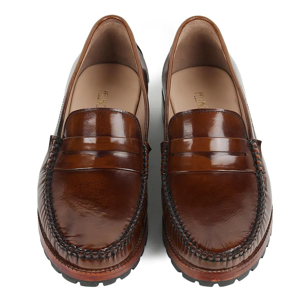 Tan Brushed Glossy classic Moccasins