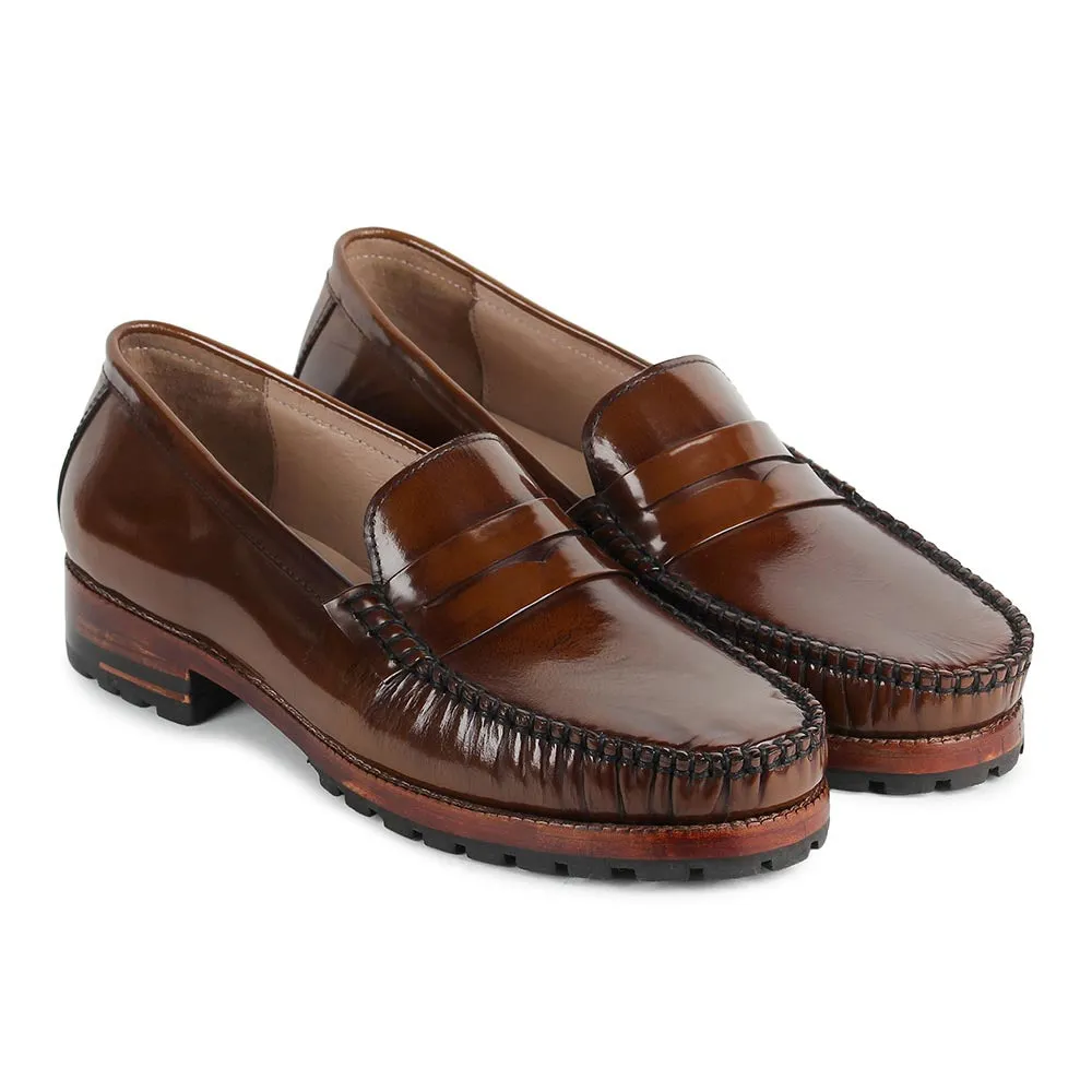 Tan Brushed Glossy classic Moccasins