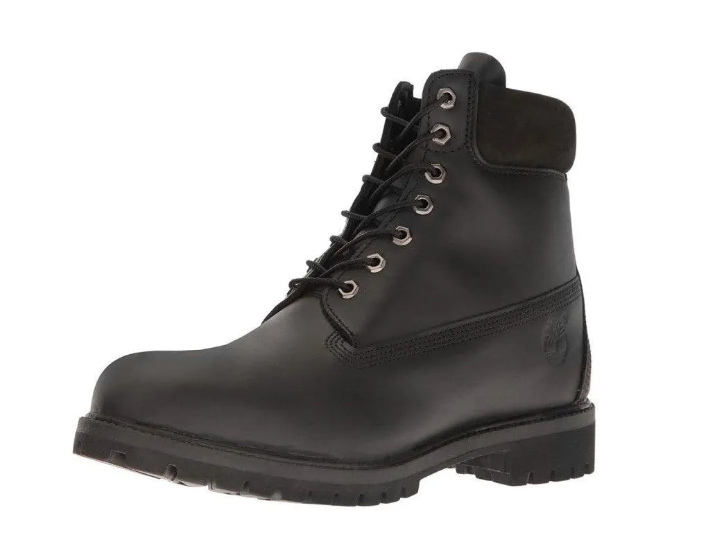 Timberland C10054 Men's Classic Premium Black Smooth Leather Lace Up Waterproof Boots, 6" High