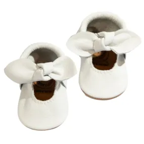 Toasted Bright White Knotted Bow Baby Shoe