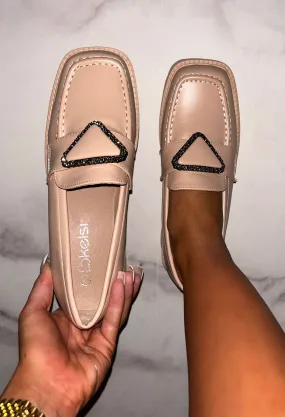 Trend Starter Nude Chunky Sole Diamante Loafer