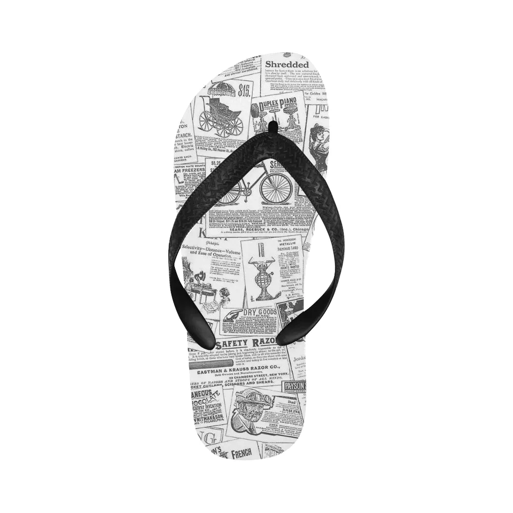 Unisex Newspaper Print Flip Flops