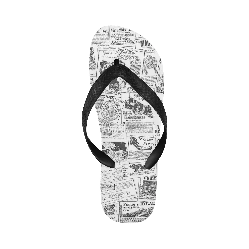 Unisex Newspaper Print Flip Flops