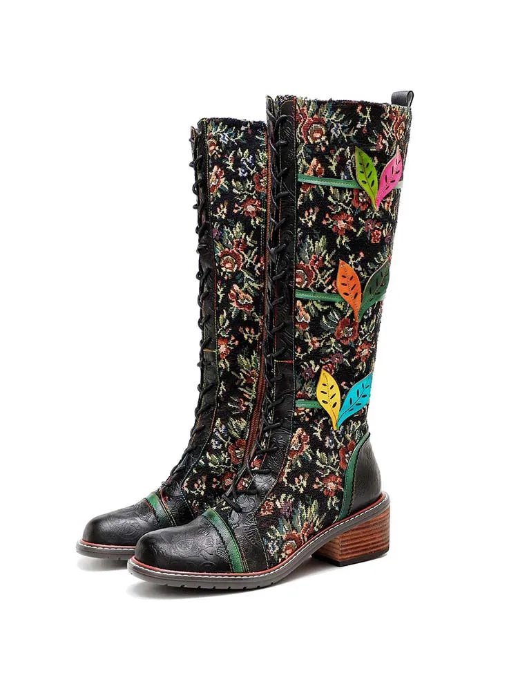 Vintage Handmade Stunning Floral Boots