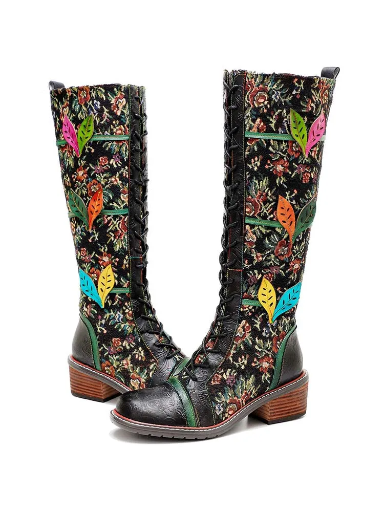 Vintage Handmade Stunning Floral Boots