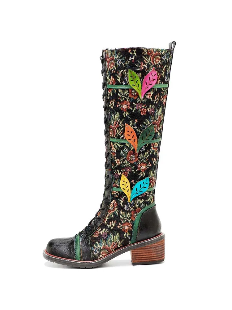 Vintage Handmade Stunning Floral Boots