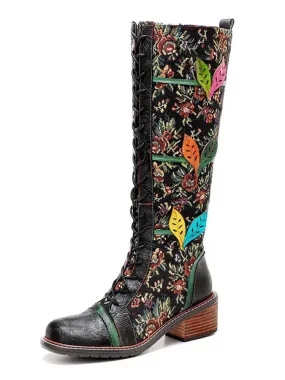 Vintage Handmade Stunning Floral Boots