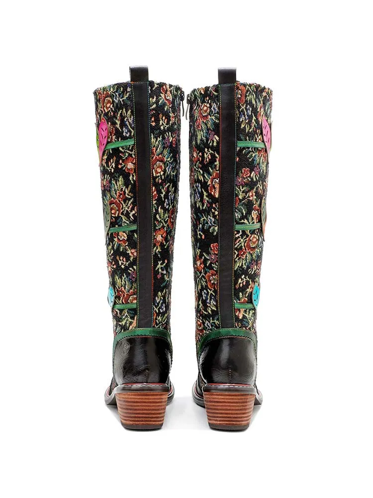 Vintage Handmade Stunning Floral Boots