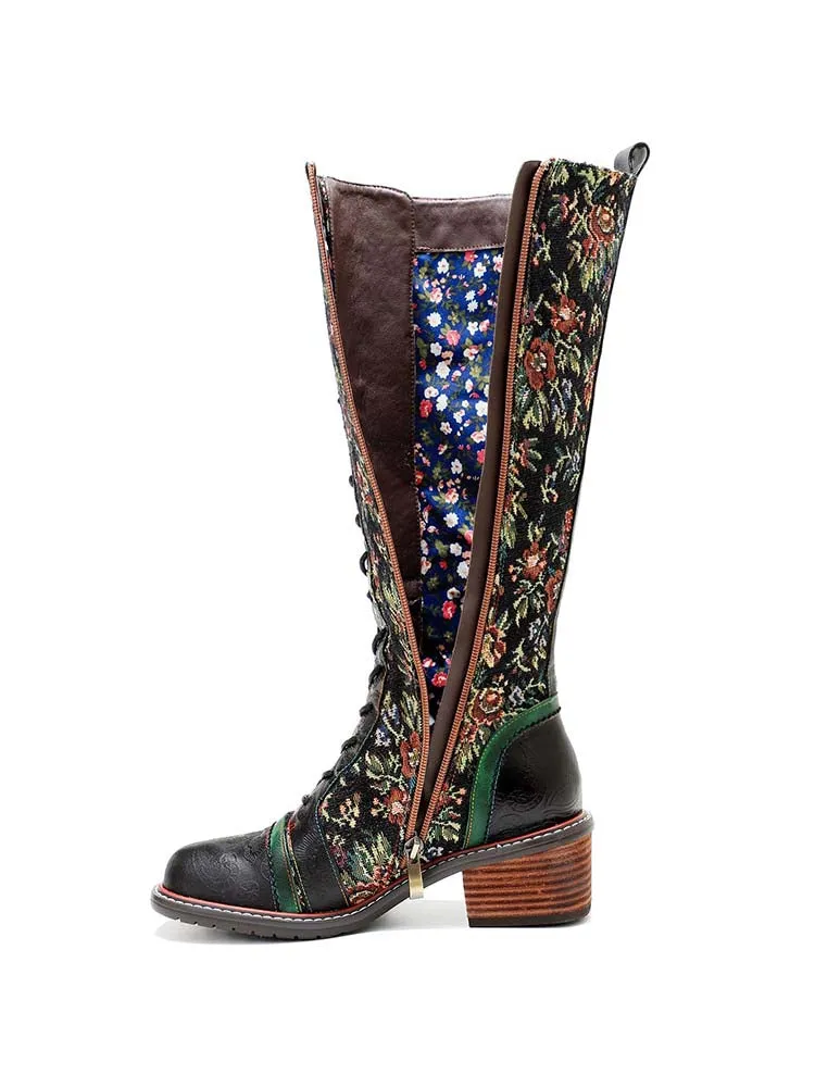 Vintage Handmade Stunning Floral Boots