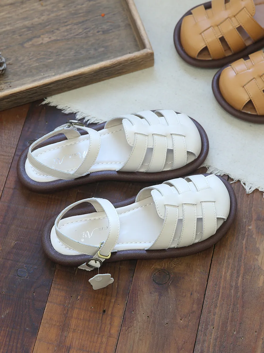 Women Casual Handcraft Plaited Leather Flat Summer Sandals