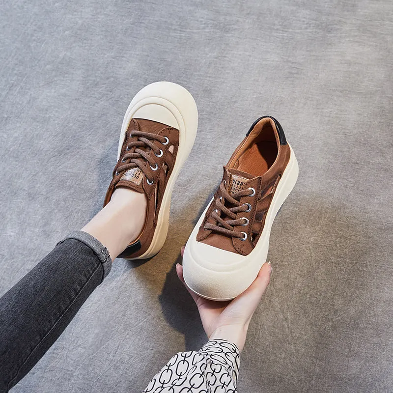 Women Fashion Summer Hollow Leather Casual Sandals