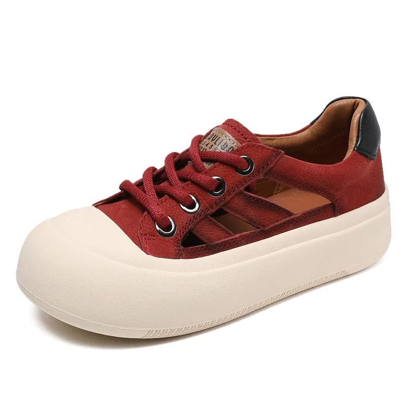 Women Fashion Summer Hollow Leather Casual Sandals