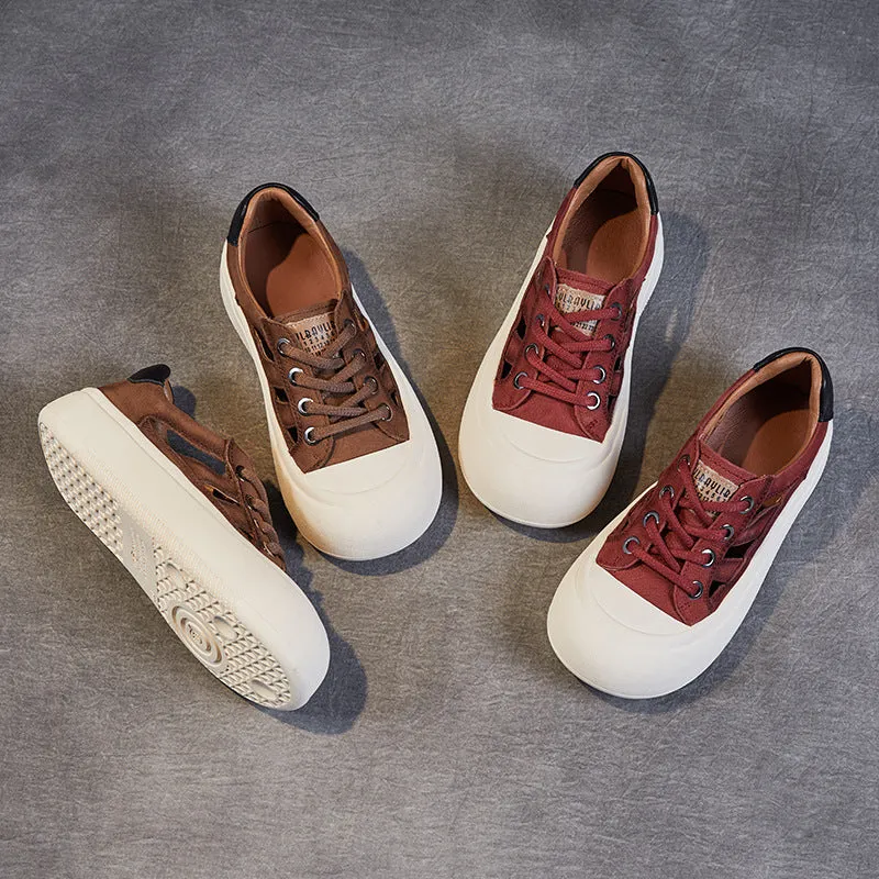 Women Fashion Summer Hollow Leather Casual Sandals