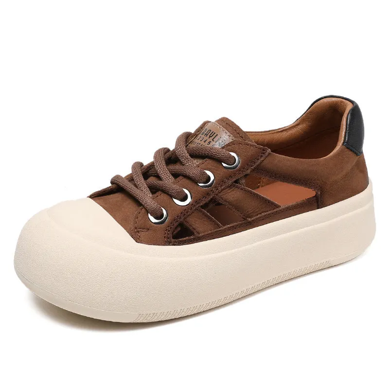 Women Fashion Summer Hollow Leather Casual Sandals