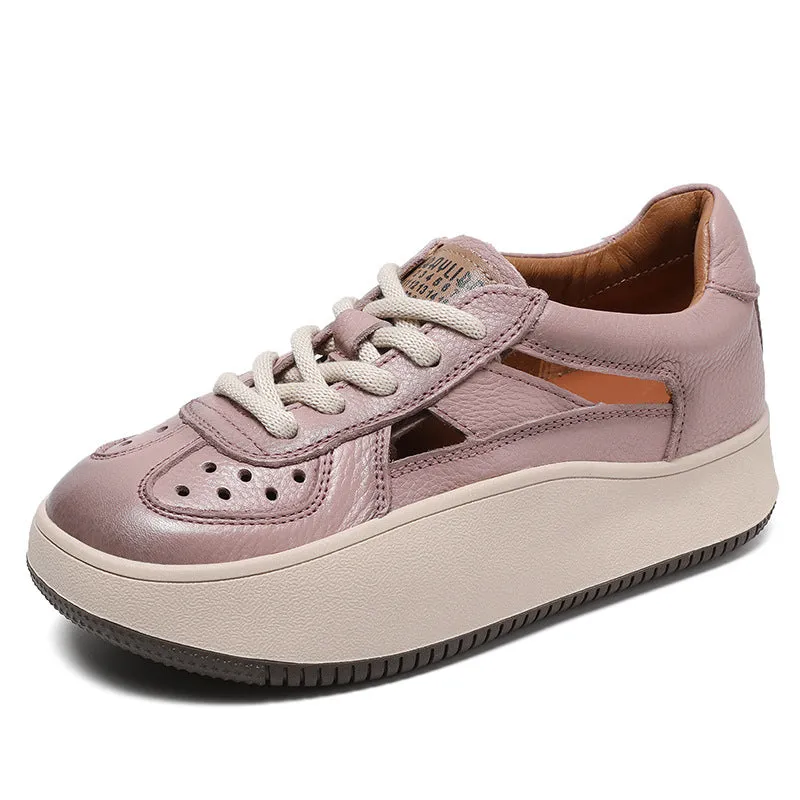 Women Hollow Leather Summer Casual Sandals Shoes
