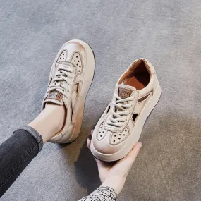 Women Hollow Leather Summer Casual Sandals Shoes