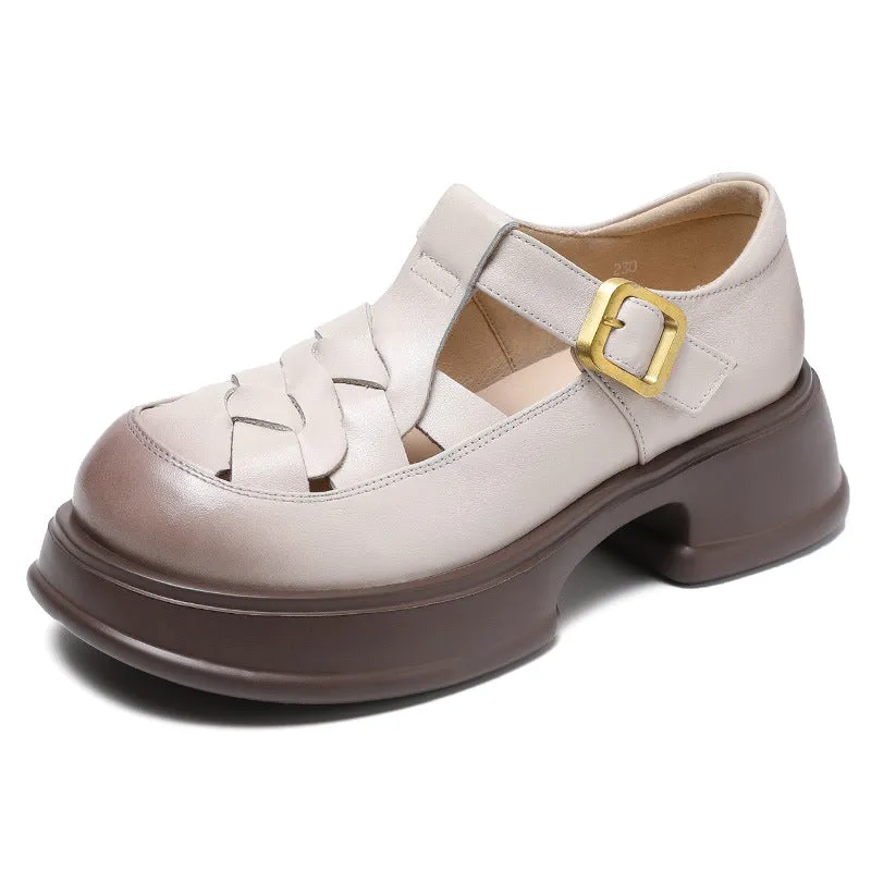 Women Hollow Plaited Leather Summer Casual Sandals
