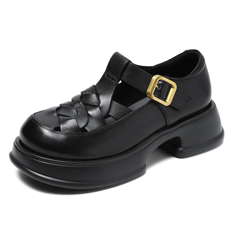 Women Hollow Plaited Leather Summer Casual Sandals