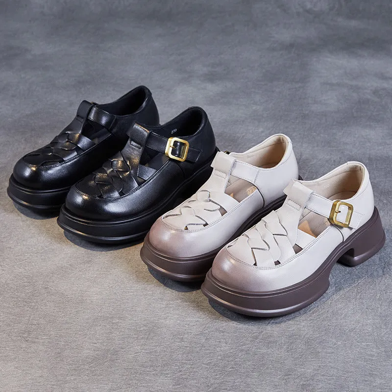 Women Hollow Plaited Leather Summer Casual Sandals