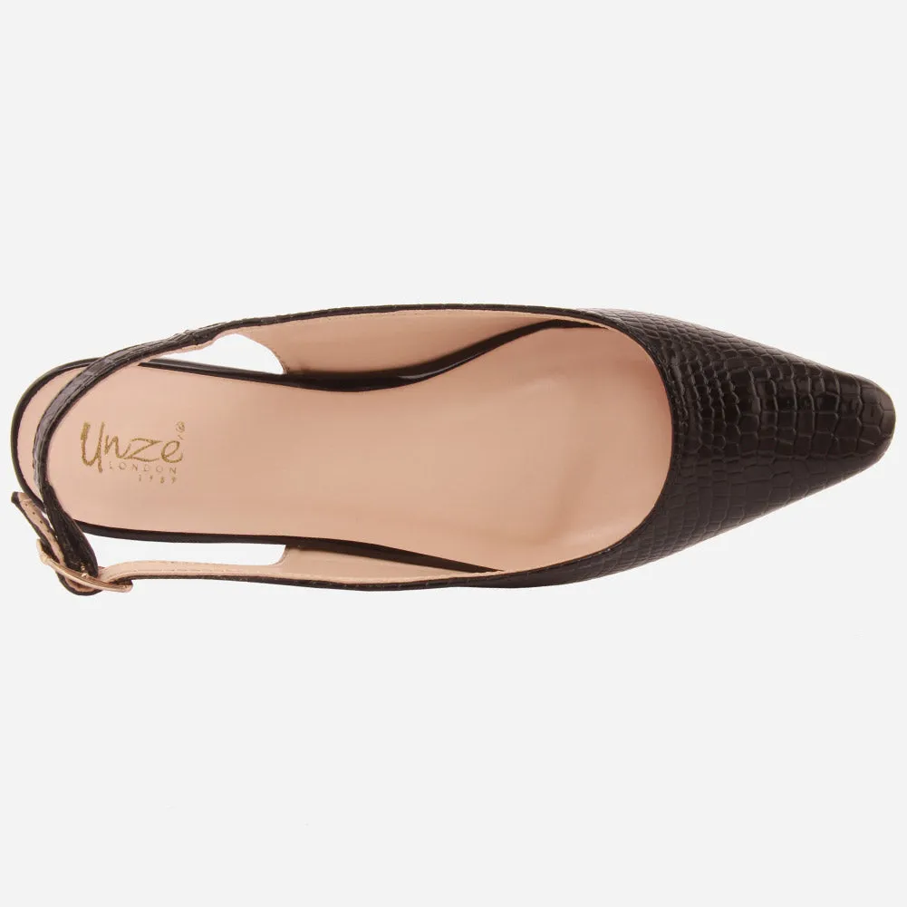 Women "SAMANTHA" Pointed Toe Low Block Heel Sandals