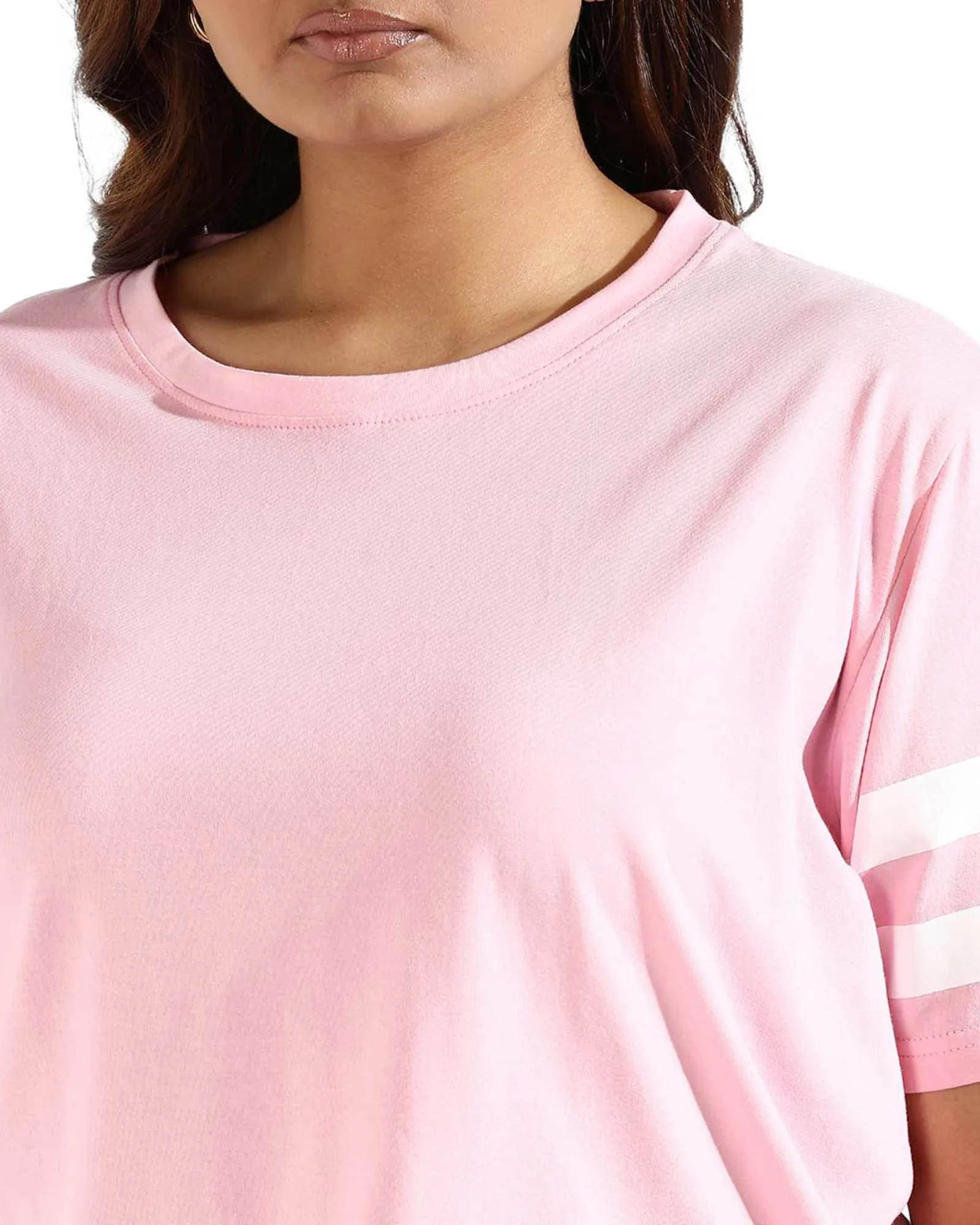 Women Solid Pink  Round Neck Top | Pink