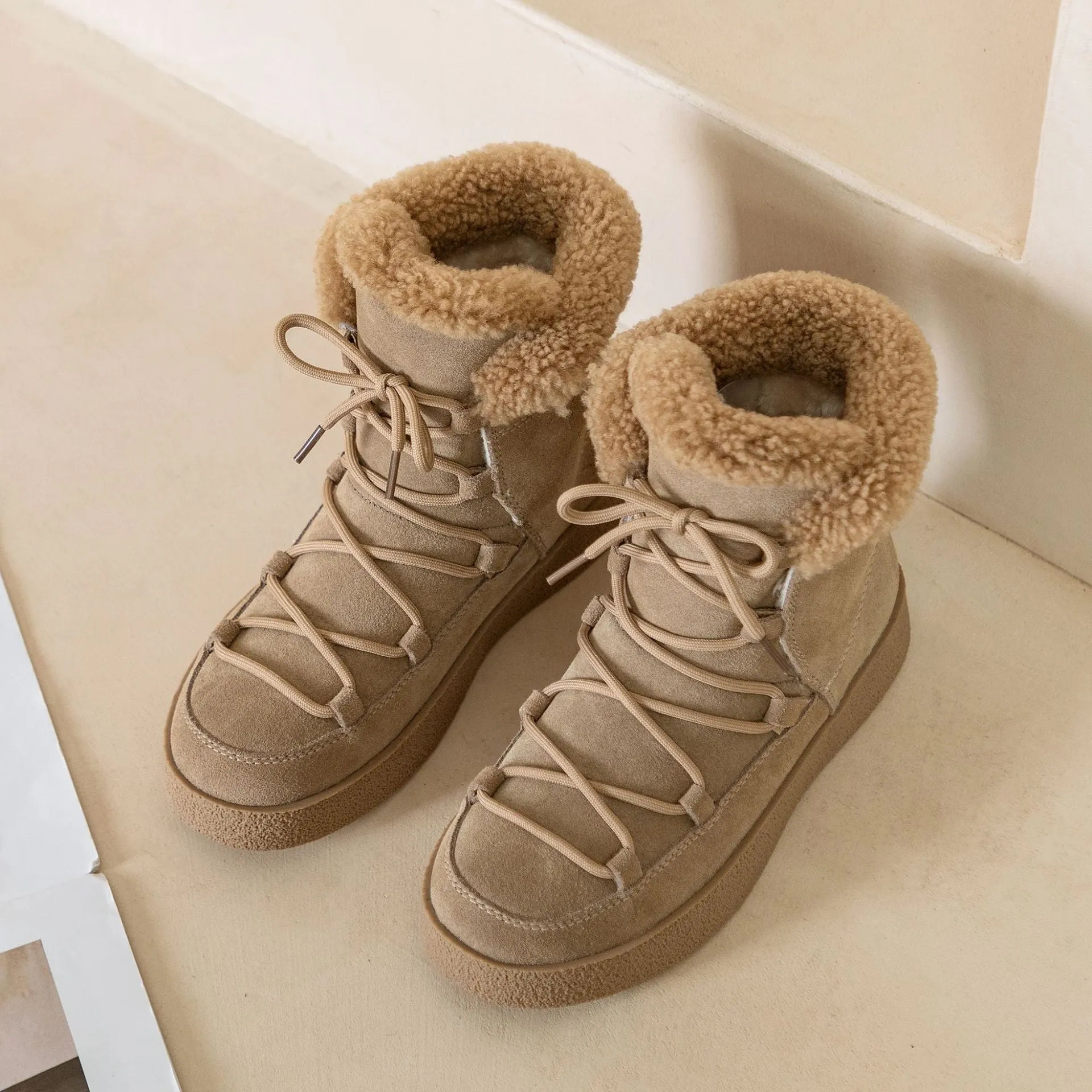 Women’s Leather Flat Sole Ankle Boots