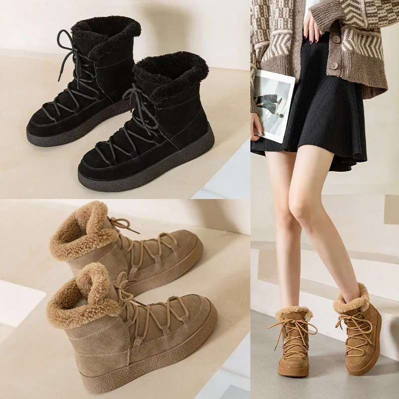 Women’s Leather Flat Sole Ankle Boots