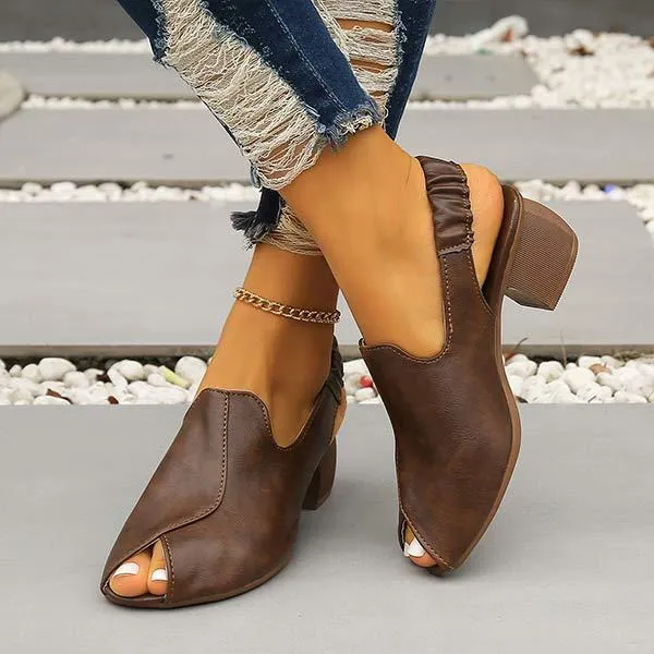 Women's Retro Thick Heel Fish Mouth Sandals 80626032C