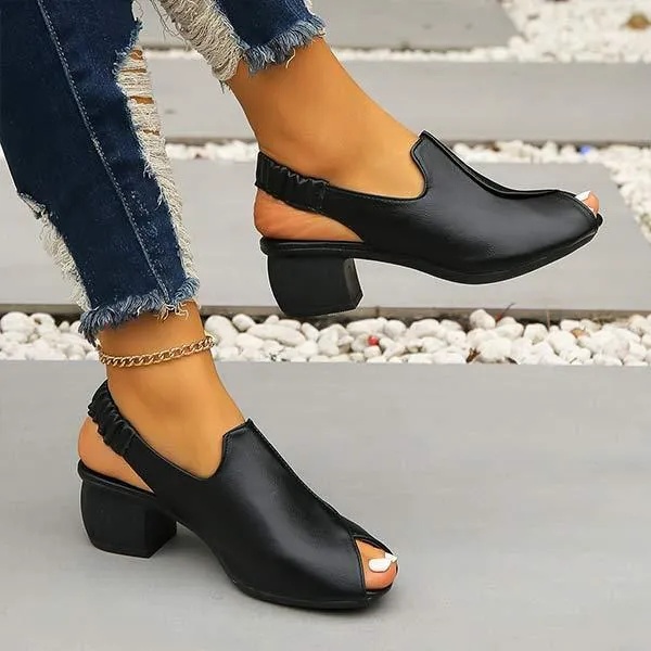 Women's Retro Thick Heel Fish Mouth Sandals 80626032C