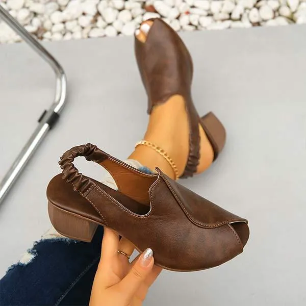 Women's Retro Thick Heel Fish Mouth Sandals 80626032C