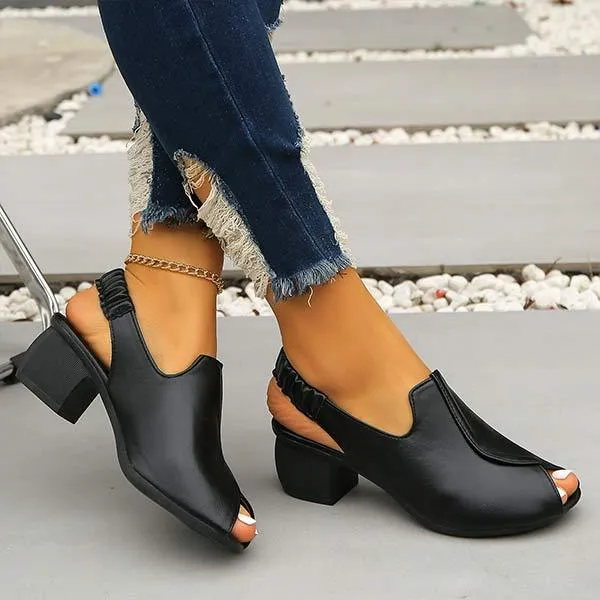 Women's Retro Thick Heel Fish Mouth Sandals 80626032C