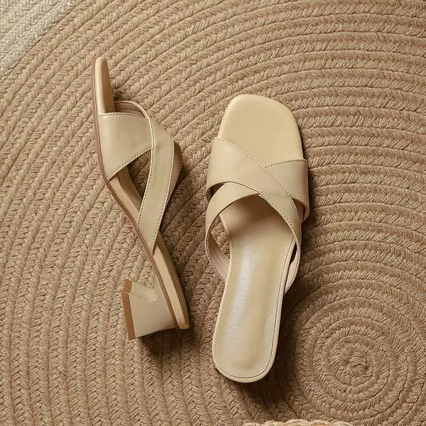 Women's Vintage Square-Toe Chunky Heel Peep-Toe Sandals 10327957C